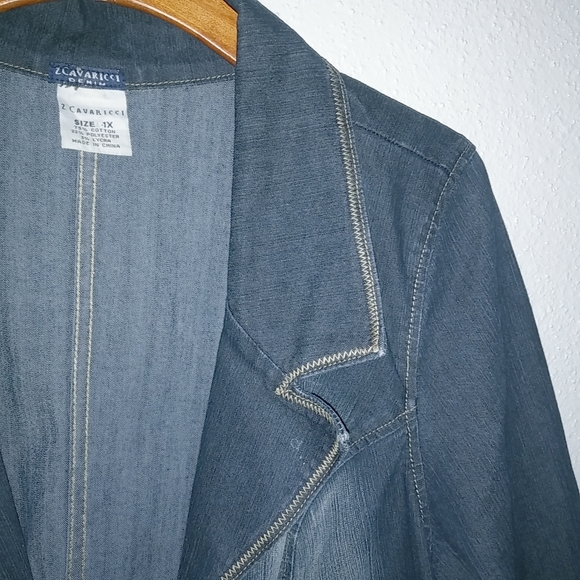 Z. Cavaricci 1X Y2K Dark Wash Denim Jeans Blazer Jacket Plus - Picture 5 of 6